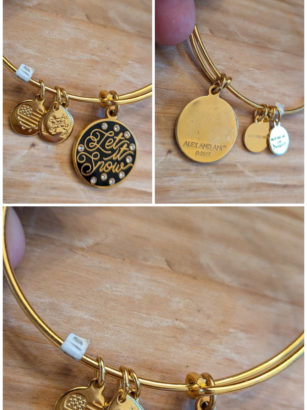 Alex and Ani Gold/Black 'Let It Snow' Charm Rare Retired Limited